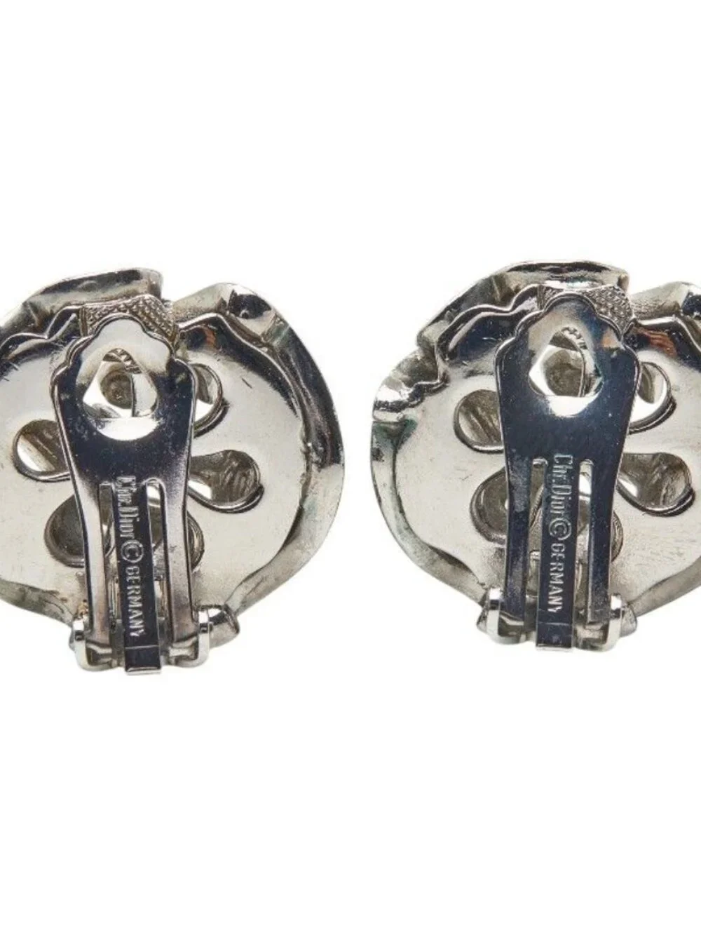 Dior Earrings Silver Blue Metal Rhinestone - Picture 3 of 5